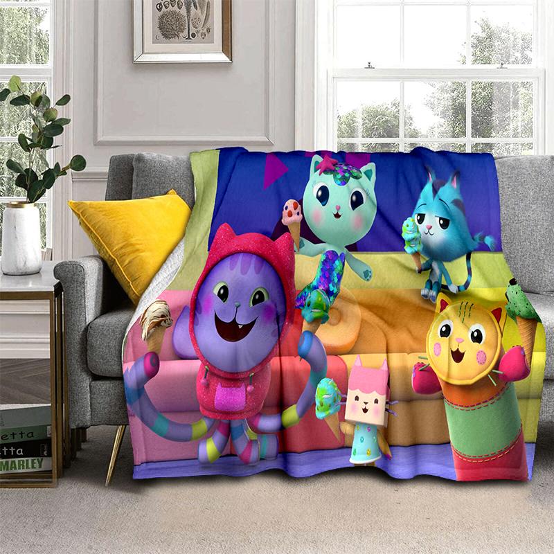 Style New Gabbys Dollhouse Cartoon Girl Gift Blanket,Soft Throw Blanket for Home Bedroom Bed Sofa Travel Picnic Cover Kids