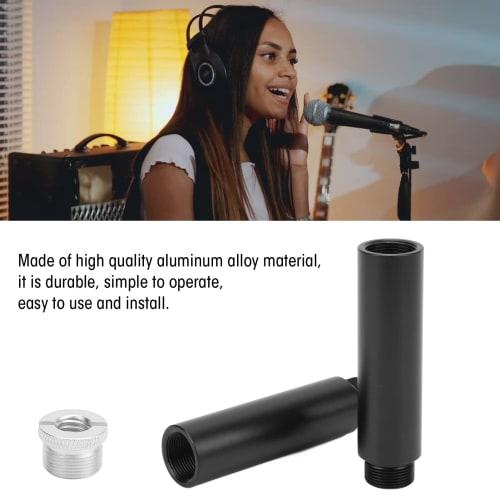 Microphone Stand Extensions, 2-Piece Microphone Stand Extension Tube with Metal Microphone Stand Adapter for Desk and Arm Stands, 5/8" Female to 5/8