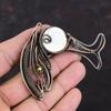 Shiva Eye Shell Pendant Copper Wire Wrapped Pendant Handmade Gemstone Pendant Fish Pendant Copper Jewelry Latest Design Pendant Wedding Gift