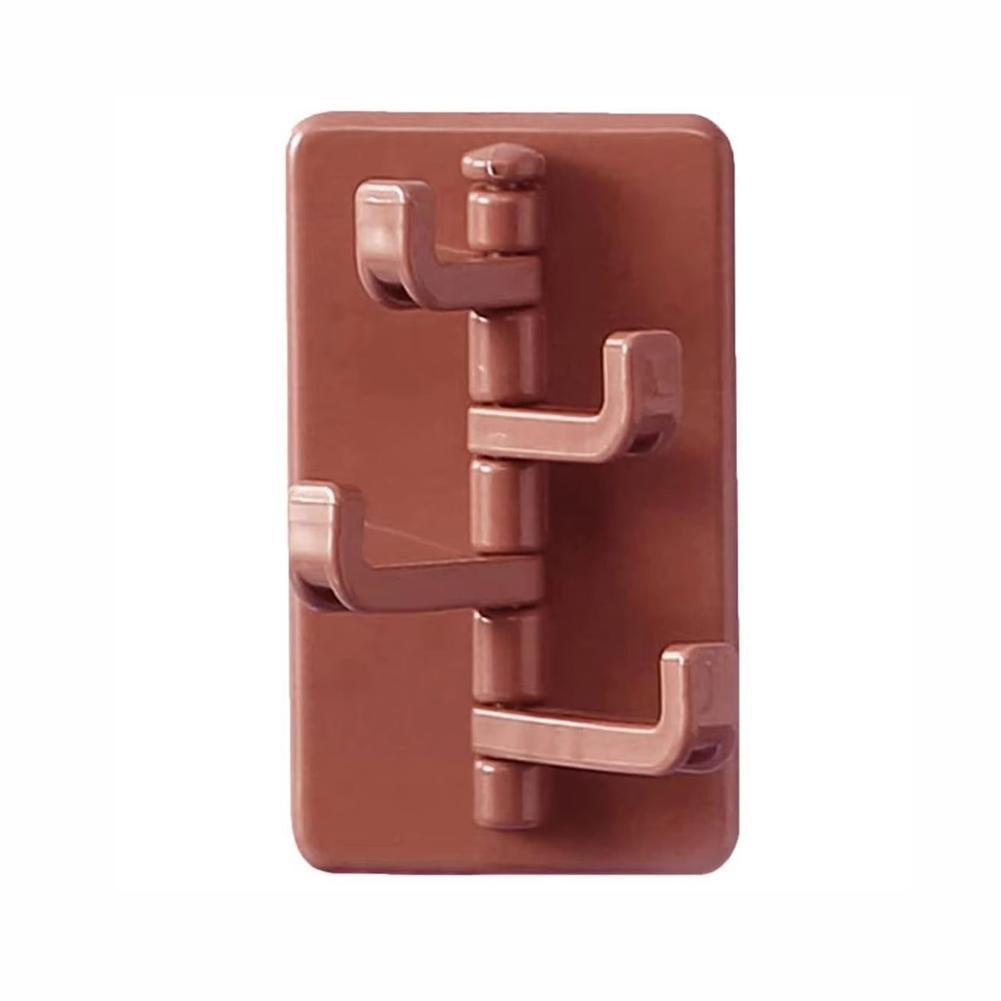 4 in 1 Rotation Creative Plastic Hook Self -stick Storage Shelf Household Bathroom Wall -mounted Plastic Hook