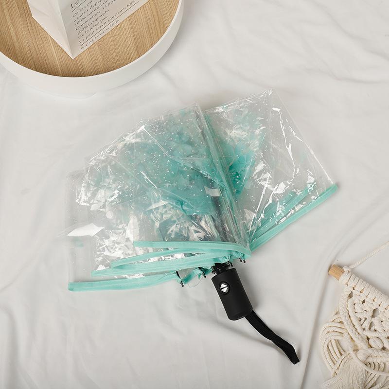 Прозрачный прозрачный зонт 3-кратный зонт