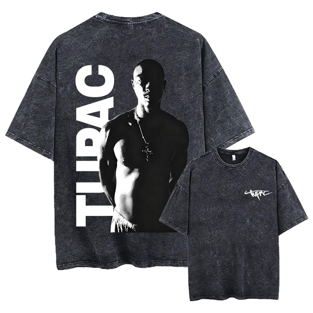 Футболка мужская Tupac 2pac All Eyez on Me Cross Винтажная стираная Хип-хоп Мода Ретро Футболка Мужская Повседневная Оверсайз Футболки
