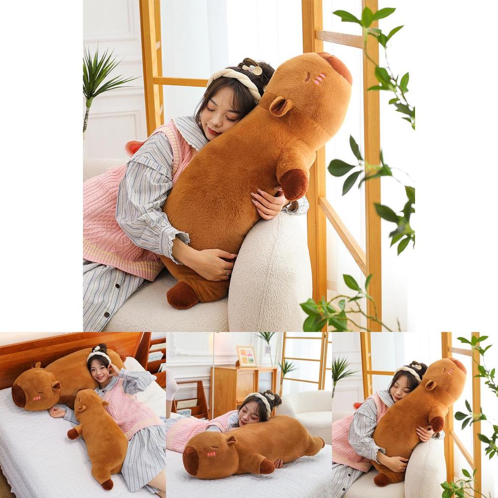 Мягкая коротковорсовая подушка-обнимашка капибара, идеально подходящая для ночевок и декора спальни, размеры 50 см и 90 см