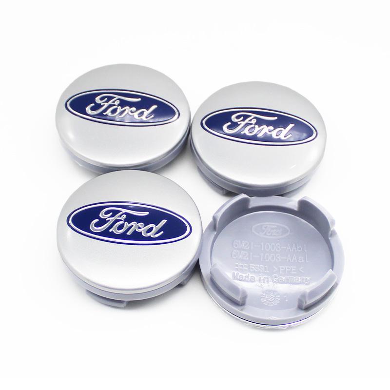 AJI1 4Pc 54MM Wheel Centre Caps Set Hub Centre Rim Cover Badge Blue Center Wheel Cap Kit Fit For Ford ST Most Models Auto Accessories