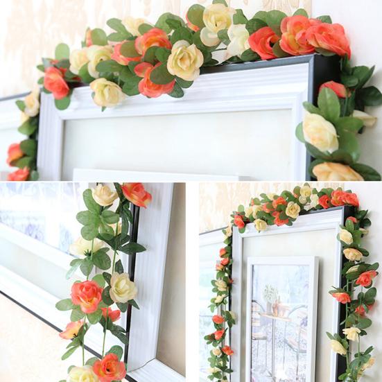 2.5M Artificial Flower Garland Realistic UV Resistant Faux Flower Rattan Vine Wedding Party Hanging Simulation Bloom