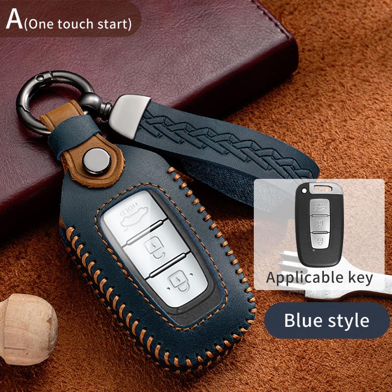 3 4 Button Leather Smart Key Case Cover Fob For Hyundai IX35 Elantra Sonata 8 9 For Kia Sportage K5 K2 Sorento Optima Forte 2011-2016
