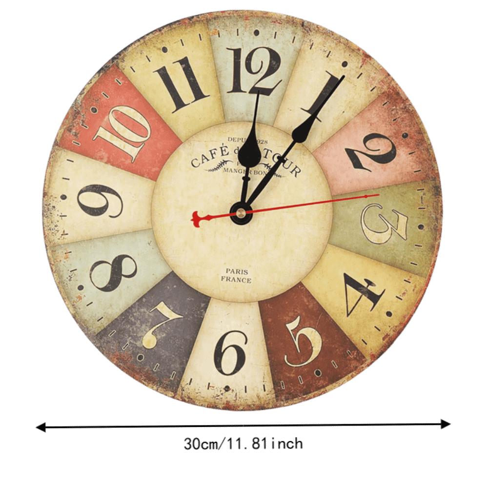 12 Inch Quartz Wall Clock Battery Operated Retro Wall Clock Wooden Wall Clock  Country Style Decor