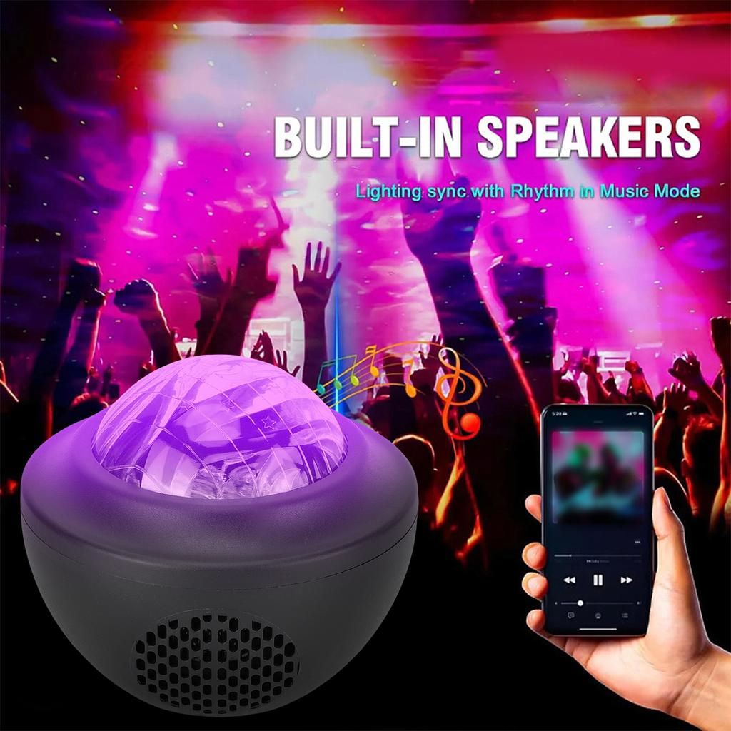 Ночник-проектор Bluetooth-колонка Музыкальная проекционная лампа для игровой комнаты Домашнего кинотеатра Декор Аврора Черный