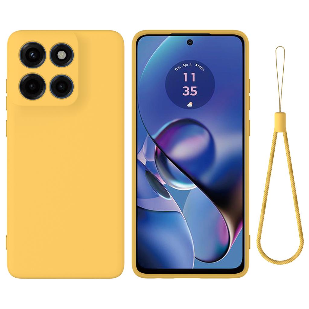 For Motorola Moto G86 Power 5G Liquid Silicone Case Phone Back Cover with Hand Strap