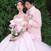 Pink Light Wedding Dress White Dress Wedding Dress Temperament Girly Style