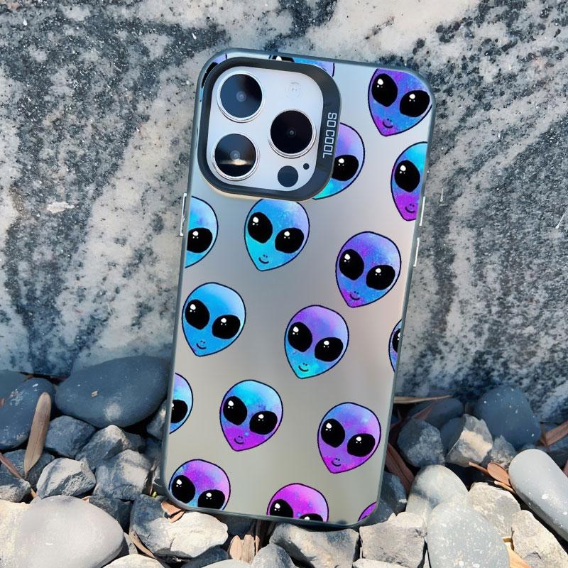 Забавный мультяшный инопланетянин Лазерный чехол для телефона для iPhone 14 11 Pro Max 16 15 Pro Max 13 12 Mini Pro Max 15 14 Plus Ударопрочный чехол Funda