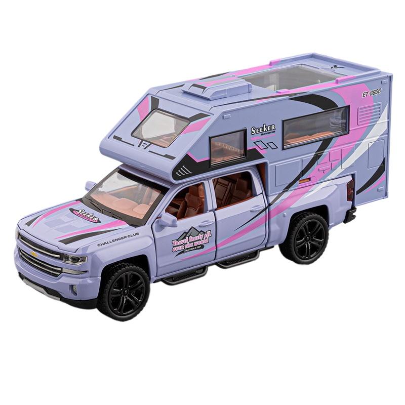 1/32 Модель внедорожного кемпера Chevrolet Металлическая литая Детская игрушечная машинка Симуляция Звук и свет Инерционная Мальчику Праздничный подарок