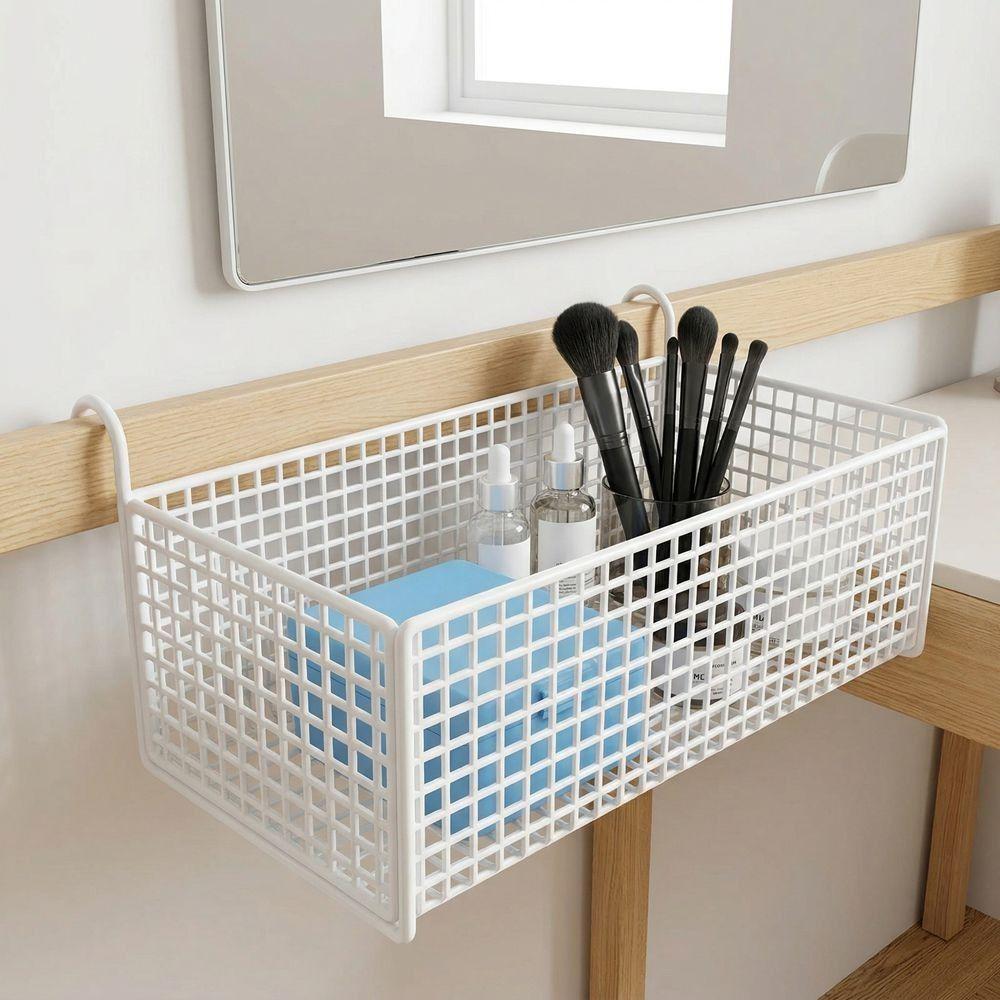 Hollow Hanging Storage Rack No Drill Door Bedroom Organizer Bedside Hanging Basket Bathroom