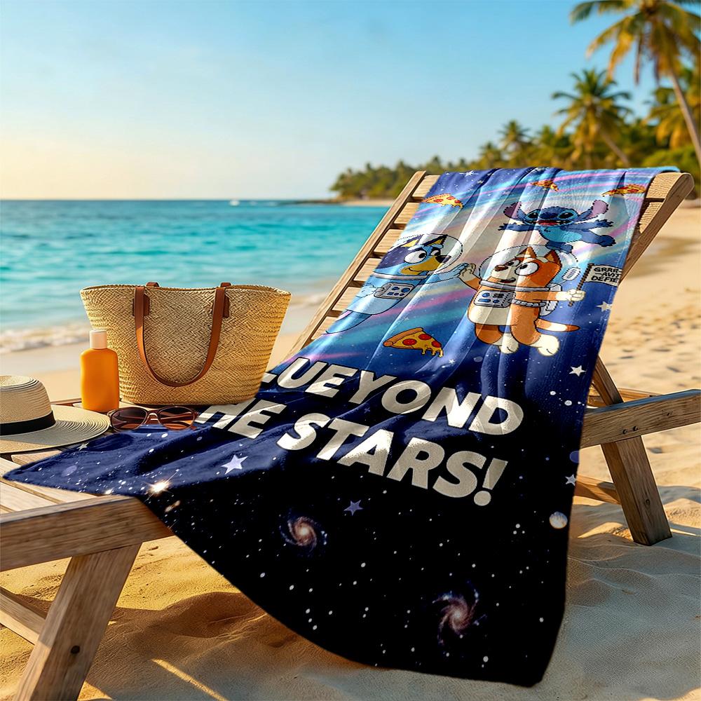 Bluey Beach Towel Super Soft Microfiber Quickdry Fabric Comfortable Lightweight