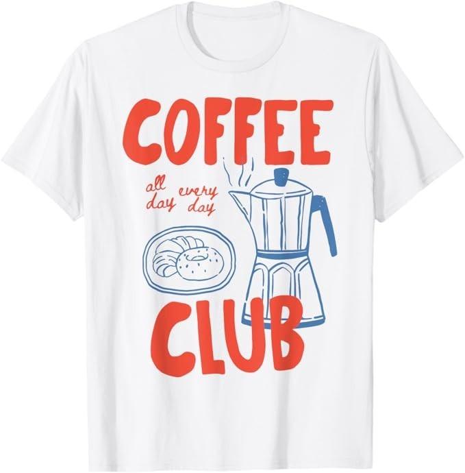 Ретро кофейная графика Coffee Club для любителей кофе, мужская и женская футболка
