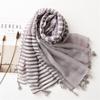 New Striped Color-blocked Cotton And Linen Scarf, Women's Winter Warm Scarf