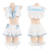 Sailor Clothes Cosplay Sexy Erotic Extreme Costume Erotic Exposure Women Short Sleeves JK Cute Ribbon Small Breasts Micro Mini Skirt Light Blue White
