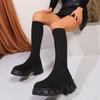 Thick Sole Knitting Knee High Boots Women 2024 Autumn Platform Elastic Sock Boots Woman Chic Slip On Plus Size Long Botas Mujer