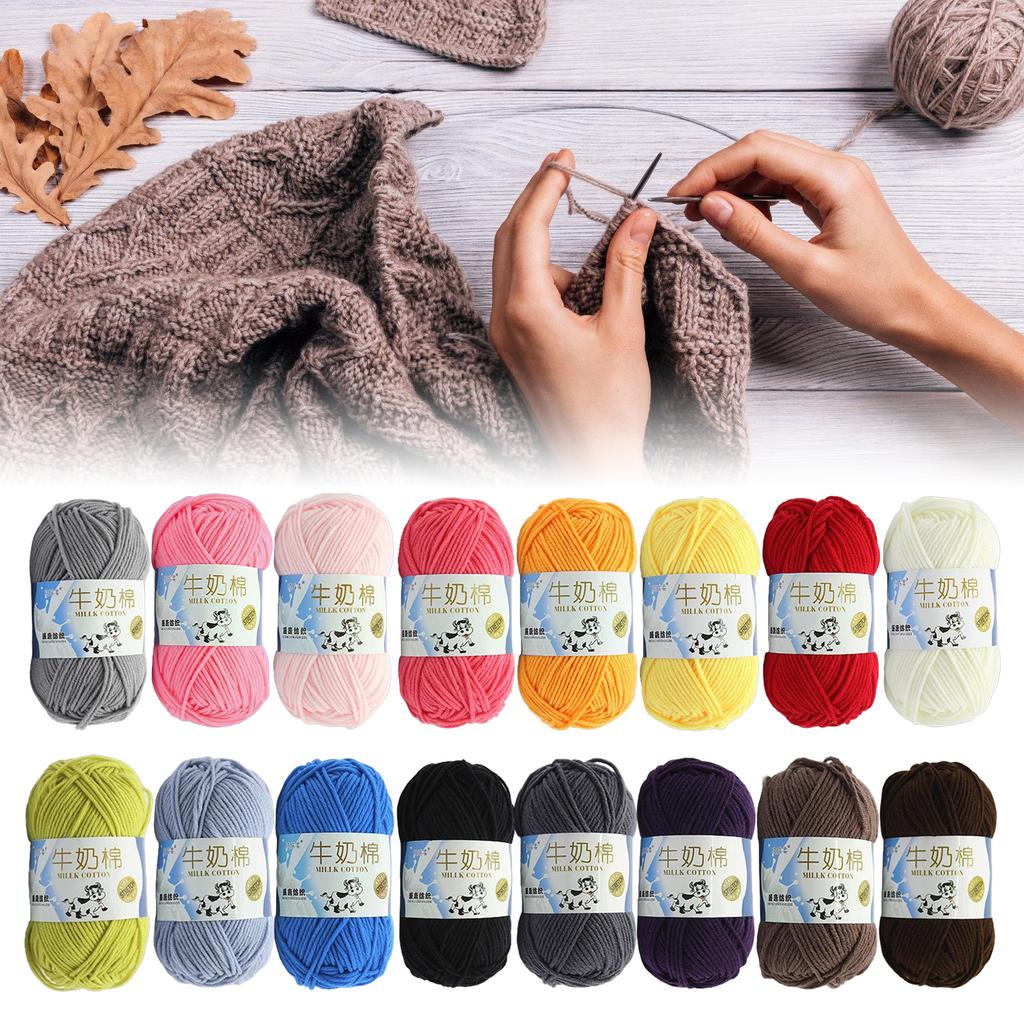 Пряжа для ручного вязания Молочная хлопковая пряжа Мягкая пряжа Разноцветная пряжа для вязания крючком Хлопковые нитки Вязальные принадлежности для детей