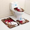 Рождественский коврик для ванной, туалетный трехпредметный набор
