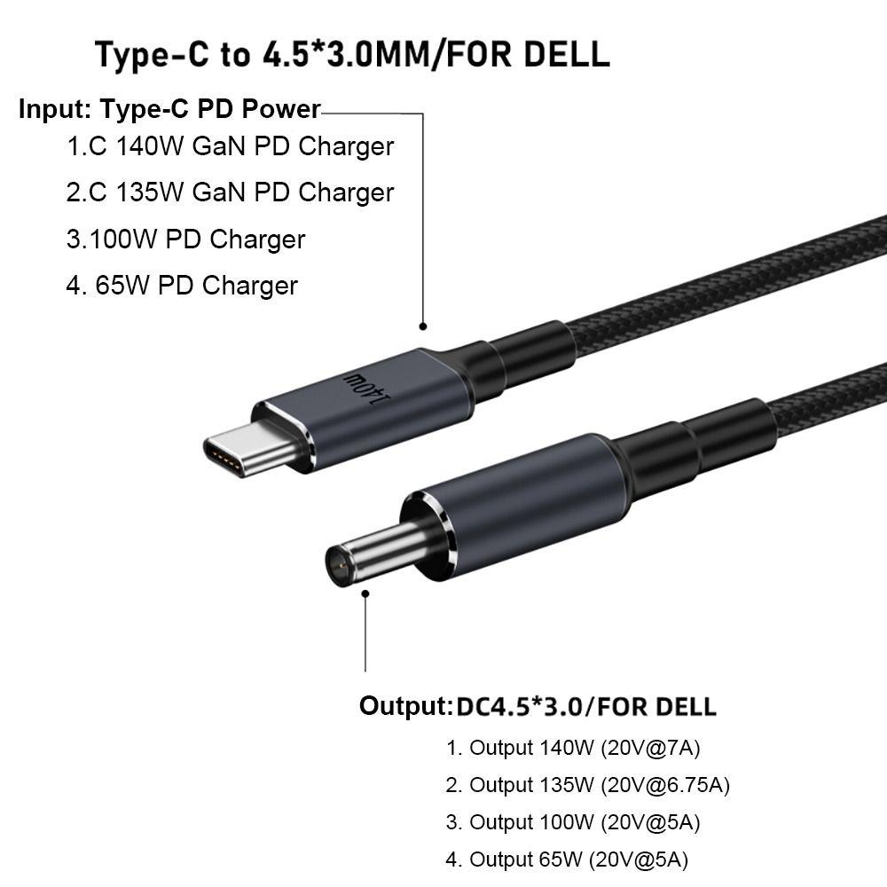 180CM Laptop USB Type C To DC Cable 20V 7A Power Supply Cord for HP/Dell/Asus Home Office
