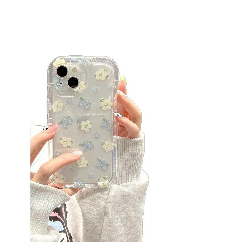 Flowers for IPhone17 Mobile Phone Case 13promax Transparent Airbag 14 Anti-fall 12pro for Apple 15 Female/16