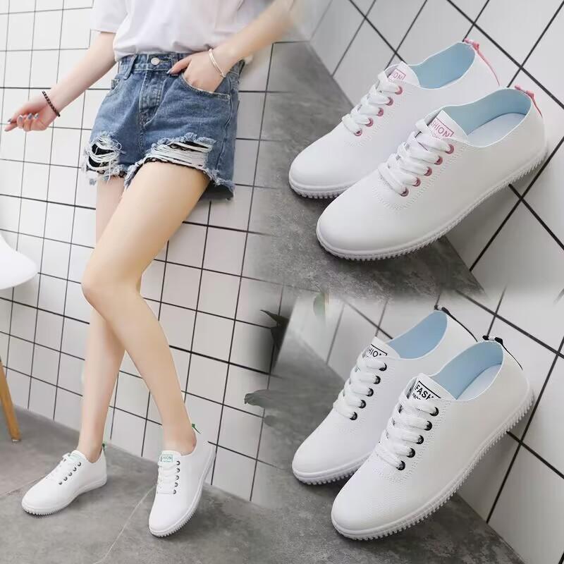Женская обувь Лето 2024 Весна Женская белая повседневная обувь Дышащие туфли на плоской подошве Модные дышащие женские кроссовки