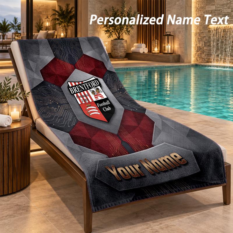 Custom Text Brentford Football Print Beach Towel Large Towel For Home Bathroom Beach