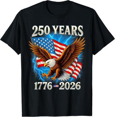 Белоголовый орлан и флаг 250 лет 1776 2026 250-й день рождения Футболка