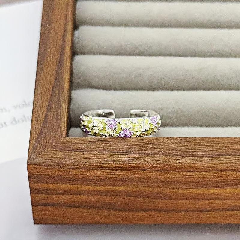 Enamel Color Butterfly Ring French Niche Exquisite Ring Middle Ancient Small Fresh Super Fairy Temperament Open Index Finger Ring