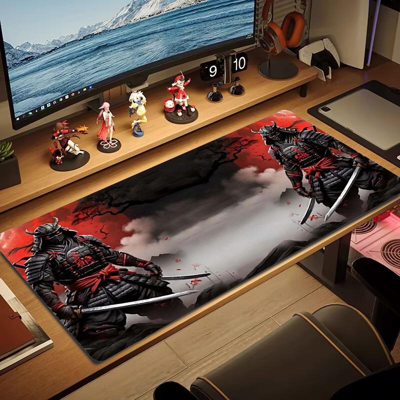 Japanese Samurai Color Mouse Pad Large Gaming Table Cushion Non-slip Laptop Tablet Big Mousepad XXL Mat Mini PC Playmat With Lock edge