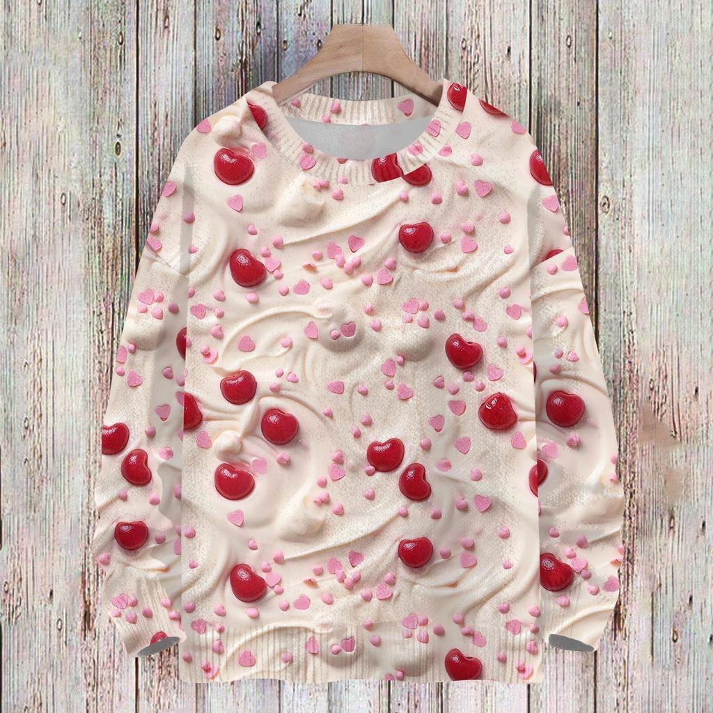 Свитшоты ко Дню святого Валентина для детей, вязаные свитера для мальчиков и девочек, симпатичные рубашки, осенние свитера с круглым вырезом, топы