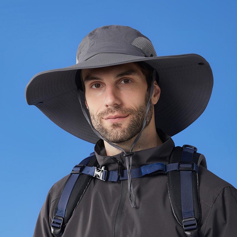 Летняя дышащая солнцезащитная шляпа рыбака с большими полями, мужская шляпа для альпинизма и рыбалки, солнцезащитная шляпа