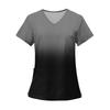 Women's Fashion Printed Short Sleeve V Neck Pattern Tops Pocket Working T-shirts