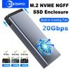 10/20Gbps M.2 NVME SATA SSD Case with Built-in Cooling Fan M.2 SSD Enclosure Dual Protocol NVMe NGFF SSD Adapter For M Key/B+M Key