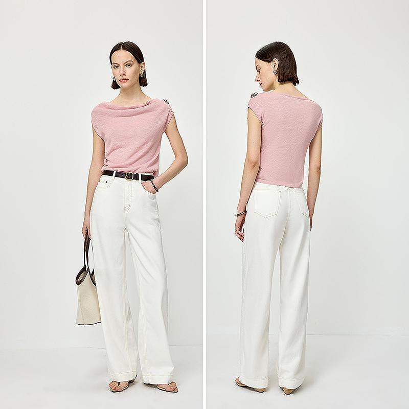 LILY one shoulder swing collar pullover knitted sweater