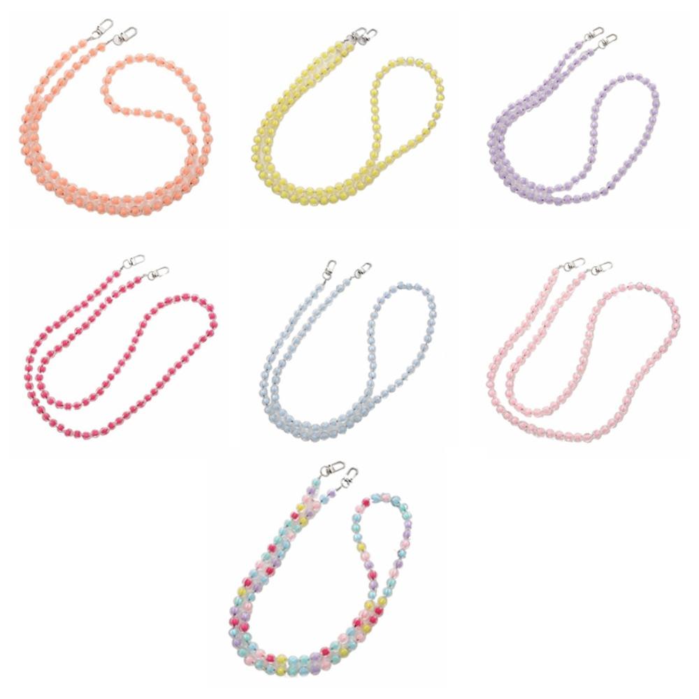Universal Candy Color Beaded Crossbody Chain Long-style Phone Neck Straps Keychain Pendant