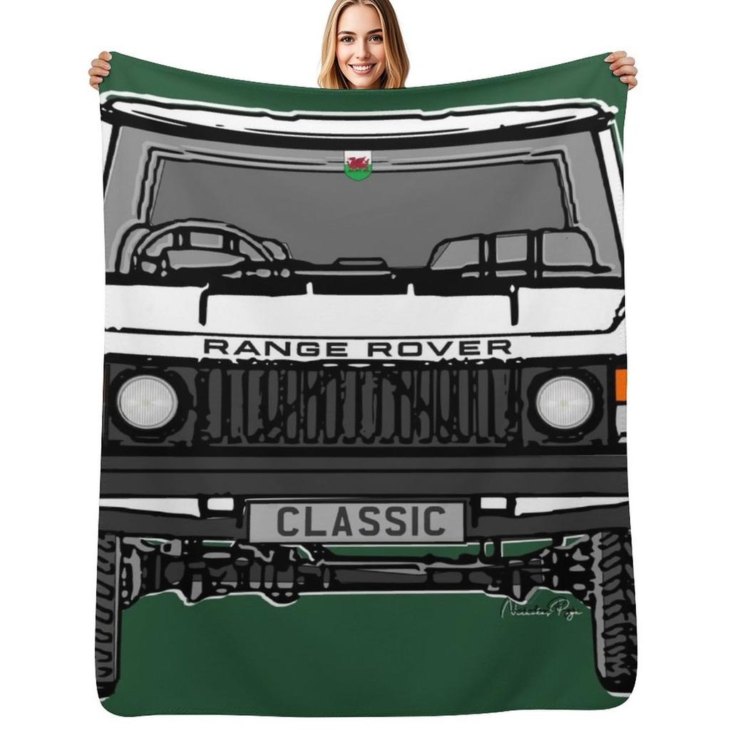 Old 4x4 Rover V8 White Throw Blanket Cozy Throw Blanket for Bed Sofa Chair