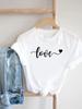 (Asian Size) Clothing T Shirt Tee Top Letter Love Style Cute Women Woman Print Fashion Female Short Sleeve Graphic T-shirts