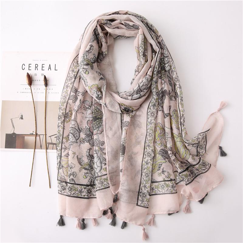 New Fashion Summer Women Scarf Bohemia Flower Beach Hijab Shawls and Wraps Female Foulard Echarpe Designer Pashmina Bandana