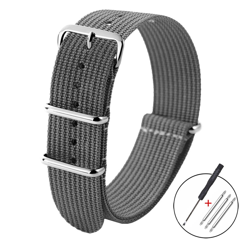 Ribbed Nylon Watchband Woven Nylon Watch Strap 18mm 20mm 22mm for Military Watch Band Bracelets for Omega Watchband Accessories