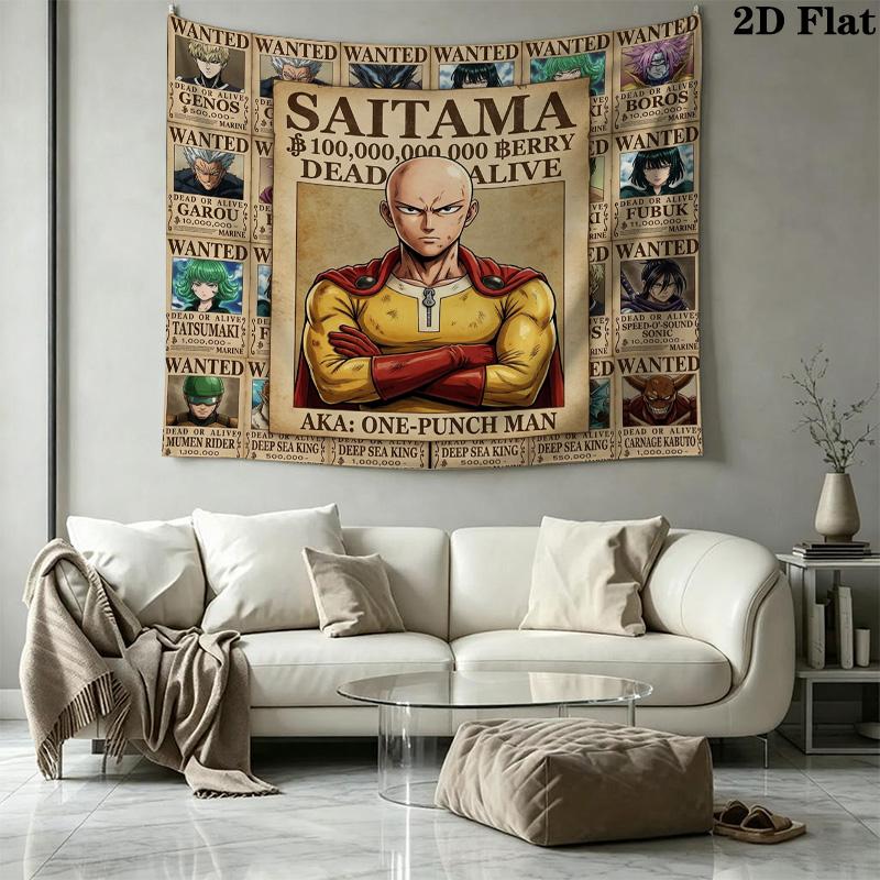 Onepunch Man Wall Tapestry Aesthetic Wall Hanging Printed Fabric Blanket Decorative Tapestries For Bedroom Living Room Home Decor