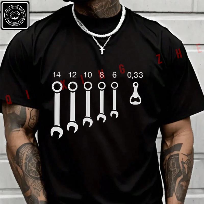 2026 Men T Shirt Wrench Wrenches Beer Bottle Opener Tools Humorous Print Moto T-Shirt Men‘s Summer Short Sleeve Tops Tee