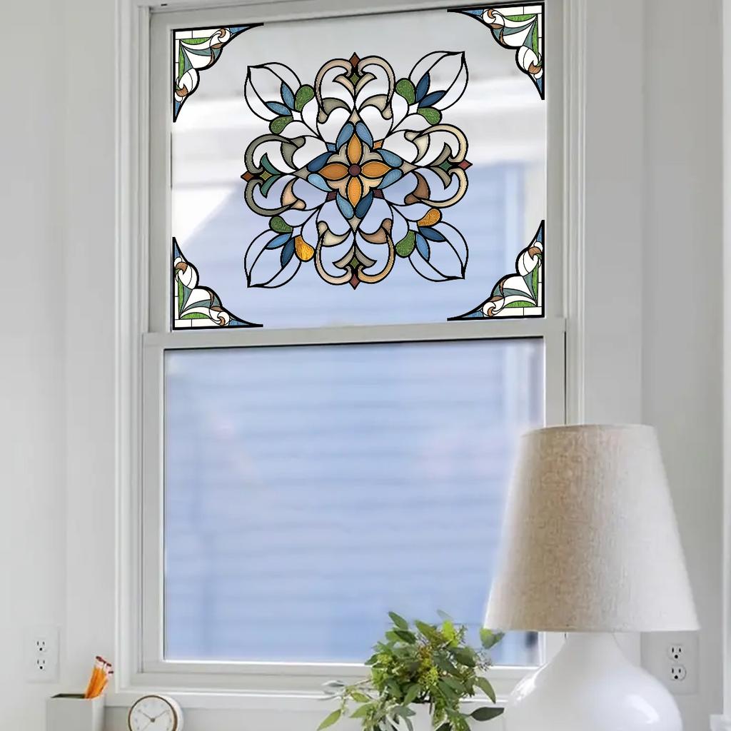 1Pcs PVC Double Sided Visibility Windows Stickers Decoration For Living Room Decor Moroccan Style Geometric Glass Decals