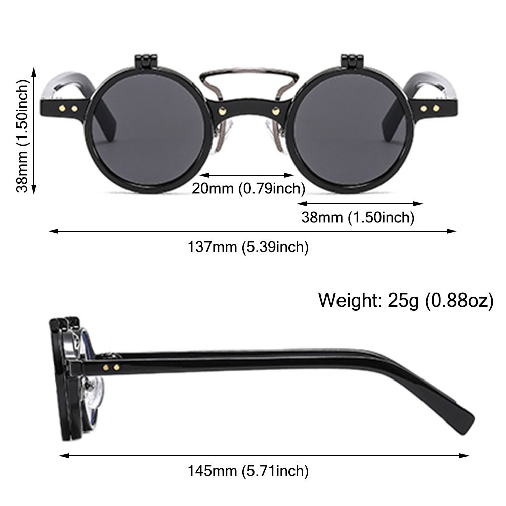 Steampunk Flip Up Sunglasses Retro Rivets Vintage Small Round Popular Sun Glasses Double -Layer Flip Lens Punk Eyeglasses Uv400