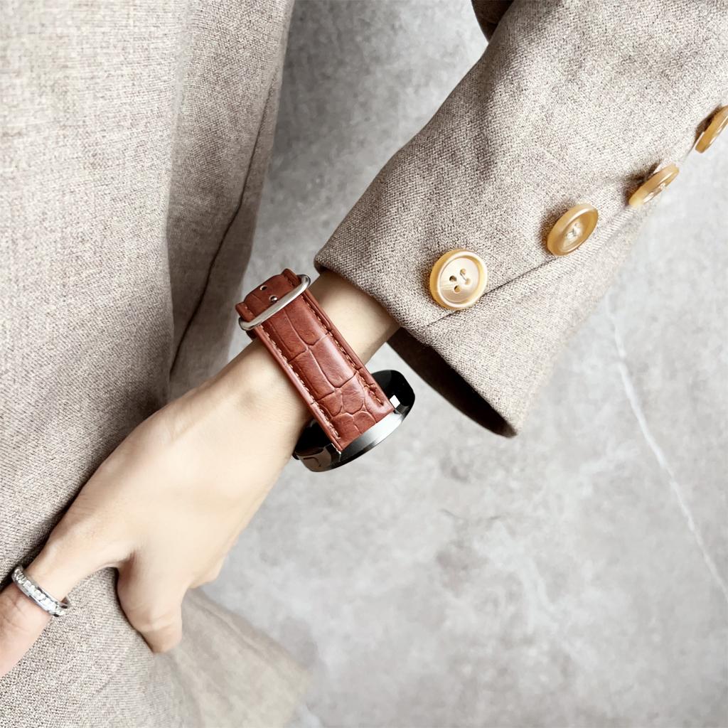 22mm Replacement Strap for Huawei Watch GT 5 46mm/5 Pro 46mm Bamboo Pattern Leather Watch Band