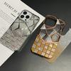 Чехол для iPhone 16 Pro Max с блестящей бумажной тарелкой, геометрическим ромбовидным узором из страз, гальваническим покрытием, ТПУ чехол для телефона