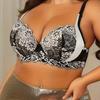 Plus Size Elegant Bra, Women's Contrast Lace Front Closure Scalloped Trim Bralette