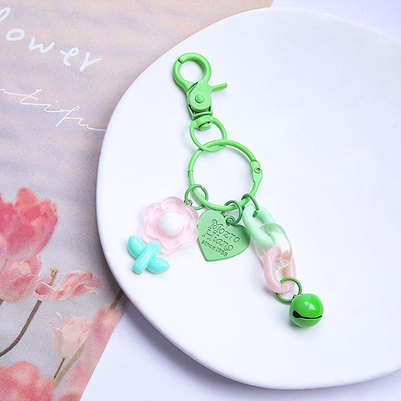Creative Candy Color Flower Keychain Cute Cartoon Backpack Pendant Earphone Case Hanging Decoration Accessories Gifts