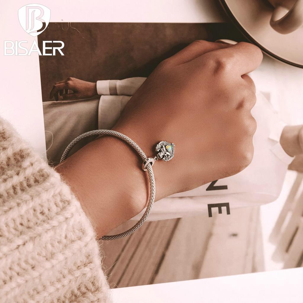 Bisaer 100% стерлингового серебра 925 пробы, подвески с ангелом, молящимся сердцем, цирконовые подвески, браслеты «сделай сам», женские ювелирные изделия